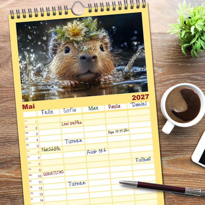 Capybara Zeit (CALVENDO Familienplaner 2027)