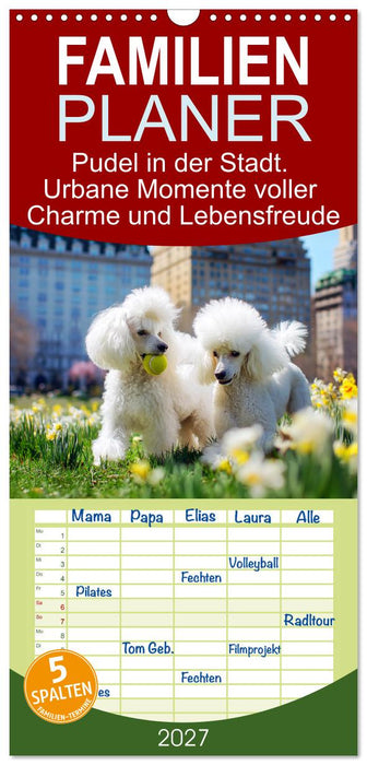 Pudel in der Stadt. Urbane Momente voller Charme und Lebensfreude (CALVENDO Familienplaner 2027)