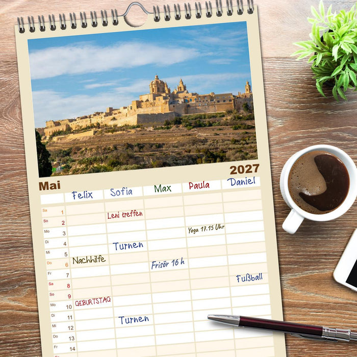 Malta – Historisches Juwel im Mittelmeer (CALVENDO Familienplaner 2027)