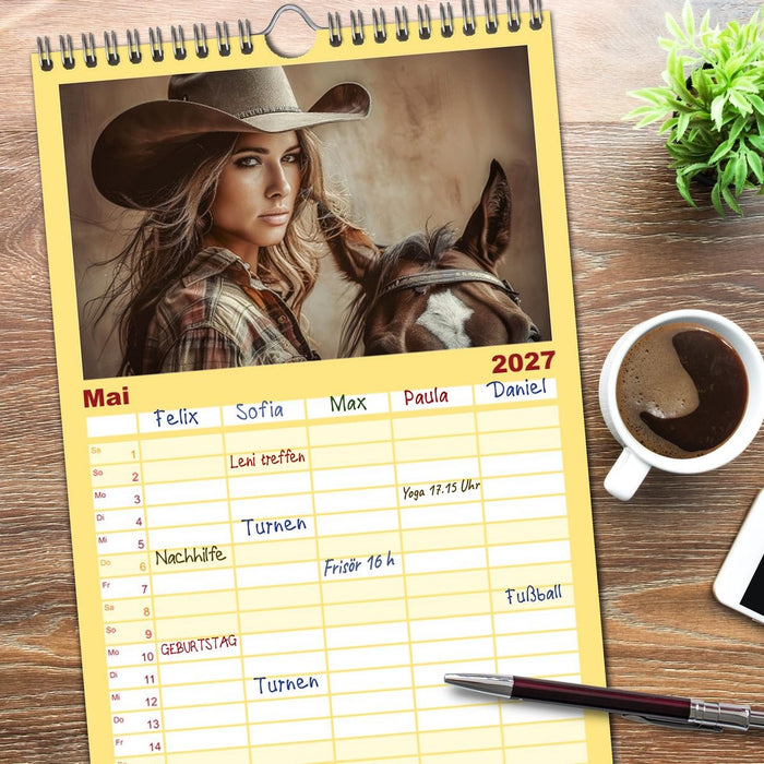 Sattel und Sinnlichkeit - Begegnungen mit den Verführerischen Cowgirls (CALVENDO Familienplaner 2027)