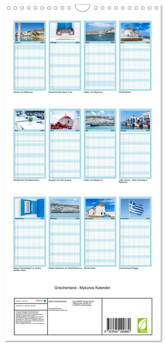 Griechenland - Mykonos Kalender (CALVENDO Familienplaner 2027)