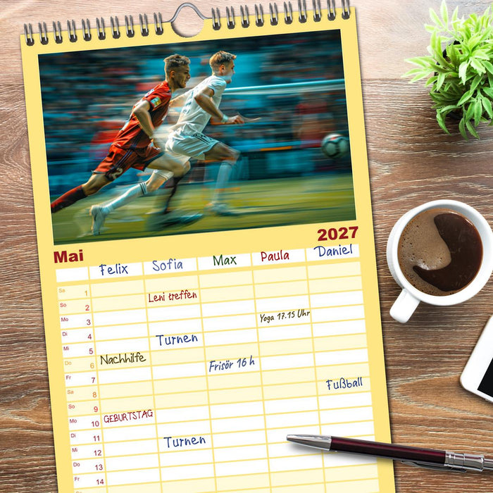 Fußball - Dynamik am Ball (CALVENDO Familienplaner 2027)