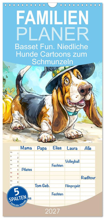 Basset Fun. Niedliche Hunde Cartoons zum Schmunzeln (CALVENDO Familienplaner 2027)