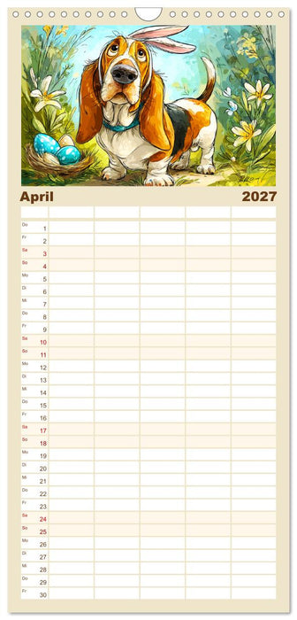 Basset Fun. Niedliche Hunde Cartoons zum Schmunzeln (CALVENDO Familienplaner 2027)