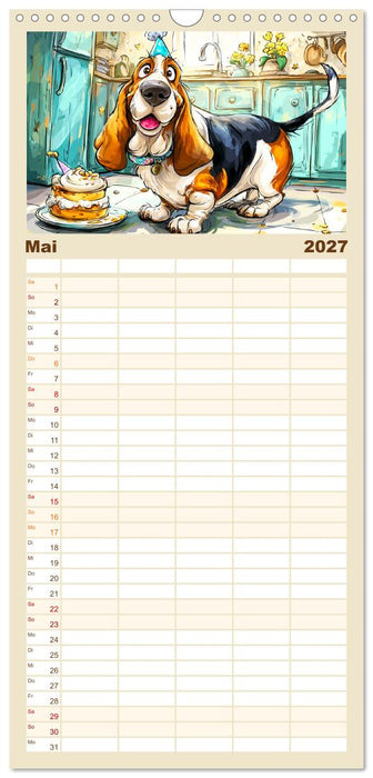 Basset Fun. Niedliche Hunde Cartoons zum Schmunzeln (CALVENDO Familienplaner 2027)