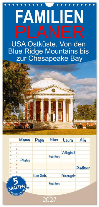 USA Ostküste. Von den Blue Ridge Mountains bis zur Chesapeake Bay (CALVENDO Familienplaner 2027)