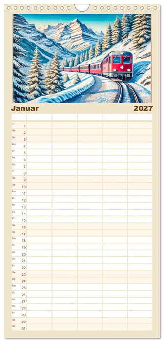 Faszination Eisenbahn - Lokomotiven und Landschaften der Welt (CALVENDO Familienplaner 2027)