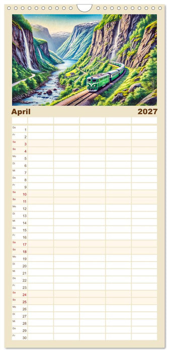 Faszination Eisenbahn - Lokomotiven und Landschaften der Welt (CALVENDO Familienplaner 2027)