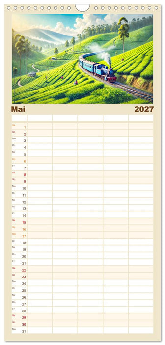 Faszination Eisenbahn - Lokomotiven und Landschaften der Welt (CALVENDO Familienplaner 2027)
