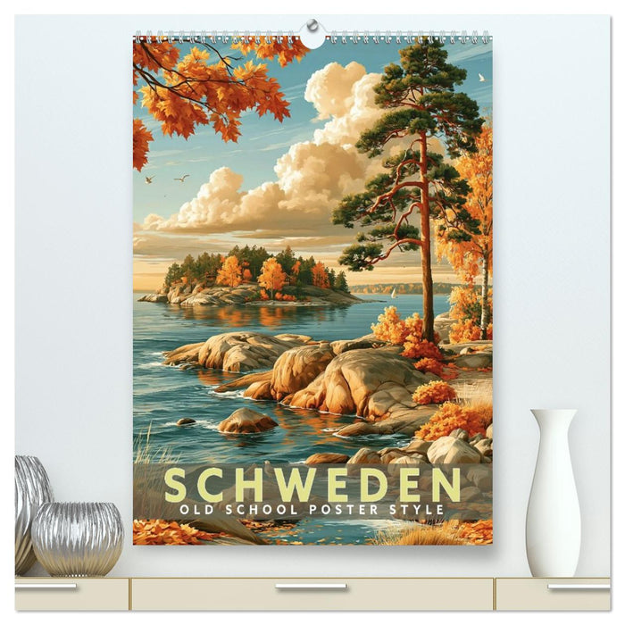 Schweden - Old School Poster Style (CALVENDO Premium Wandkalender 2027)