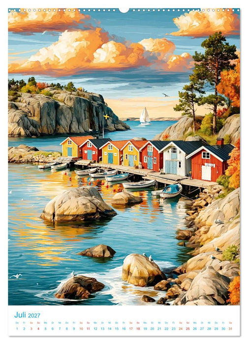 Schweden - Old School Poster Style (CALVENDO Premium Wandkalender 2027)
