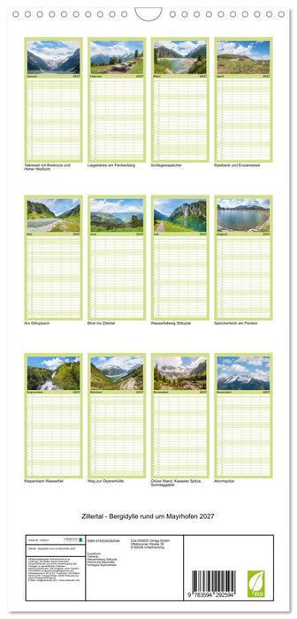 Zillertal - Bergidylle rund um Mayrhofen 2027 (CALVENDO Familienplaner 2027)