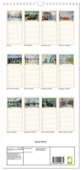 Typisch Monet (CALVENDO Familienplaner 2027)