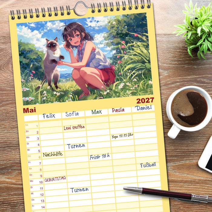 Anime-Freunde - Terminplaner mit niedlichen Tierfreundschaften (CALVENDO Familienplaner 2027)
