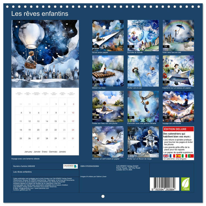 Les rêves enfantins (CALVENDO Calendrier mensuel 2027)