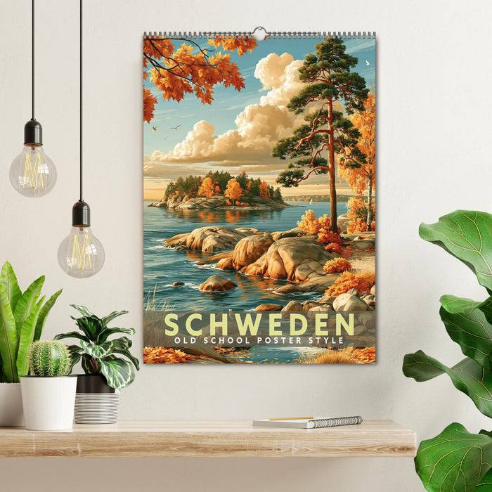 Schweden - Old School Poster Style (CALVENDO Wandkalender 2027)