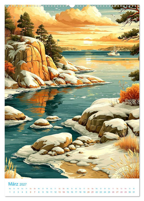 Schweden - Old School Poster Style (CALVENDO Wandkalender 2027)