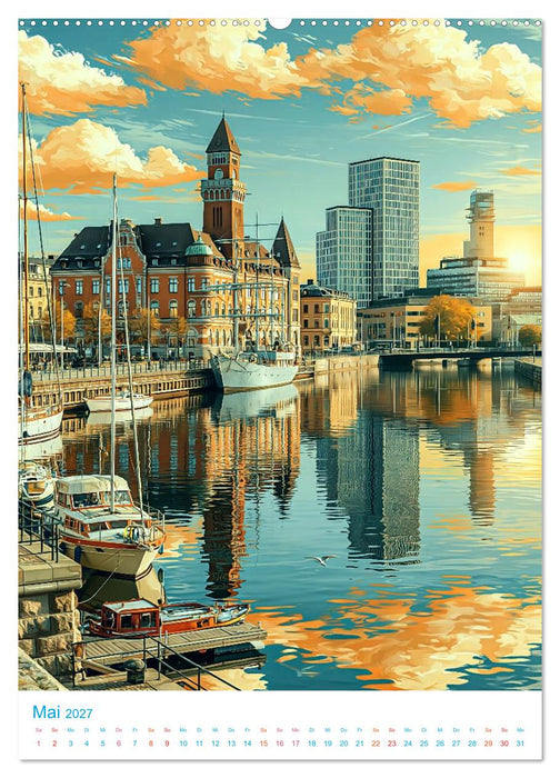Schweden - Old School Poster Style (CALVENDO Wandkalender 2027)