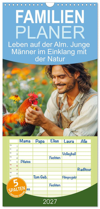 Leben auf der Alm. Junge Männer im Einklang mit der Natur (CALVENDO Familienplaner 2027)