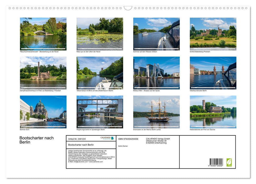 Bootscharter nach Berlin (CALVENDO Wandkalender 2027)