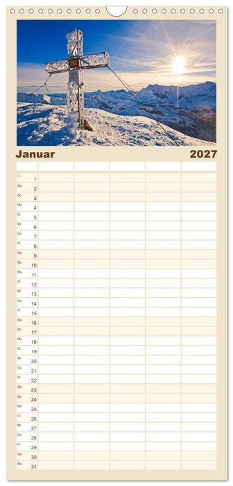Gipfelkreuze im Sonnenlicht (CALVENDO Familienplaner 2027)