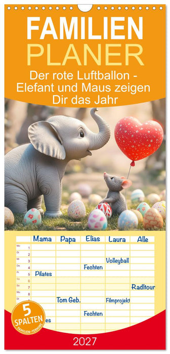 Der rote Luftballon - Elefant und Maus zeigen Dir das Jahr (CALVENDO Familienplaner 2027)