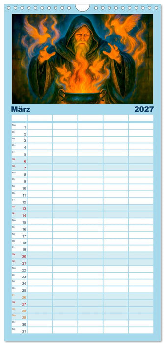 Magische Meister - Kalender über Zauberer und ihre Kräfte (CALVENDO Familienplaner 2027)