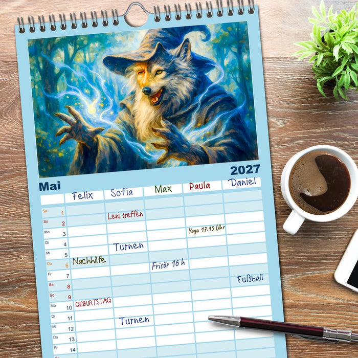 Magische Meister - Kalender über Zauberer und ihre Kräfte (CALVENDO Familienplaner 2027)