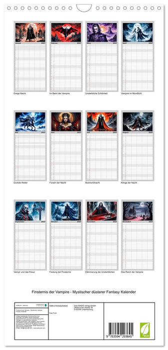 Finsternis der Vampire - Mystischer düsterer Fantasy Kalender (CALVENDO Familienplaner 2027)
