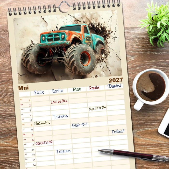 Die Macht der Monstertrucks (CALVENDO Familienplaner 2027)