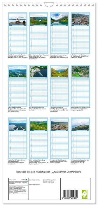 Norwegen aus dem Hubschrauber - Luftaufnahmen und Panorama (CALVENDO Familienplaner 2027)