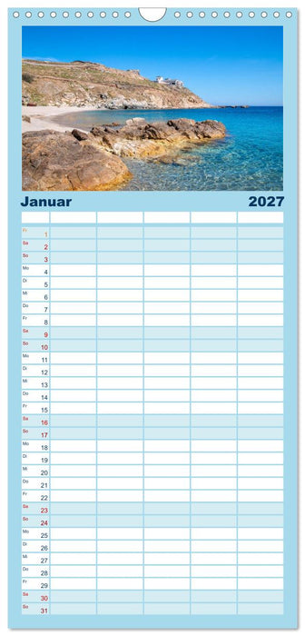 Mykonos - Natur, Meer und weiße Wände (CALVENDO Familienplaner 2027)
