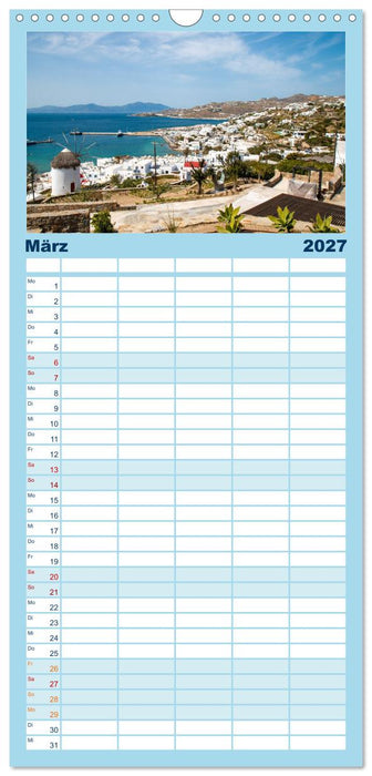 Mykonos - Natur, Meer und weiße Wände (CALVENDO Familienplaner 2027)