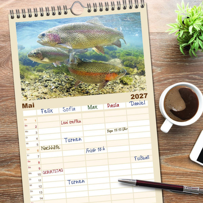 Forelle, Hecht und Stör: Fische in europäischen Gewässern (CALVENDO Familienplaner 2027)