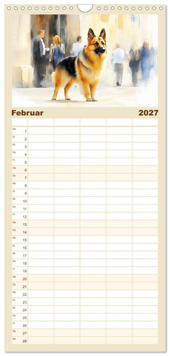 Deutsche Schäferhunde. Majestätische Wächter im Aquarell-Stil (CALVENDO Familienplaner 2027)