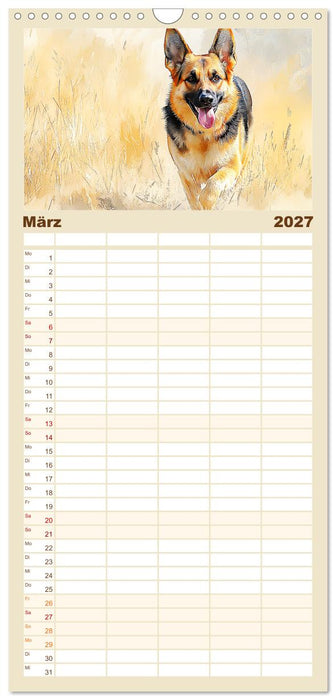Deutsche Schäferhunde. Majestätische Wächter im Aquarell-Stil (CALVENDO Familienplaner 2027)