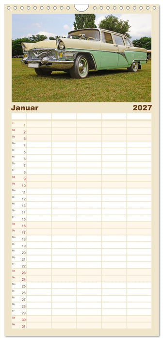 Damals war's - Oldtimer der Fünfziger bis Achtziger Jahre (CALVENDO Familienplaner 2027)
