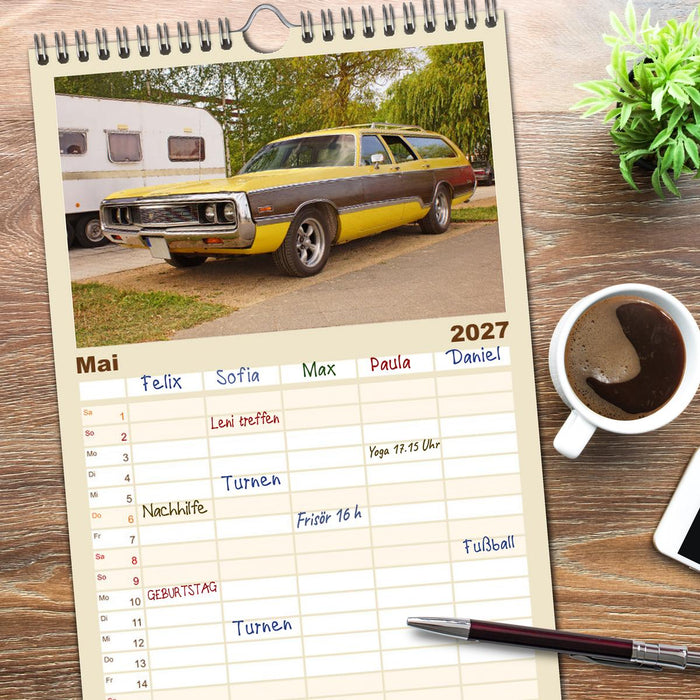 Damals war's - Oldtimer der Fünfziger bis Achtziger Jahre (CALVENDO Familienplaner 2027)