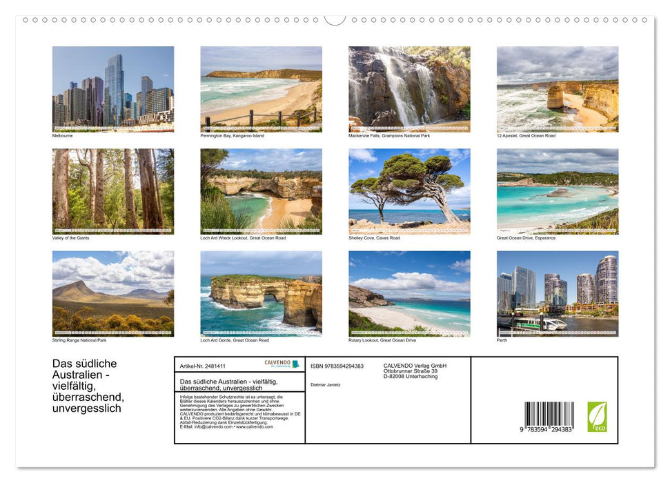 Das südliche Australien - vielfältig, überraschend, unvergesslich (CALVENDO Premium Wandkalender 2027)