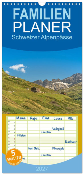 Schweizer Alpenpässe (CALVENDO Familienplaner 2027)