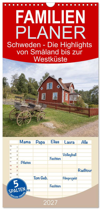 Schweden - Die Highlights von Småland bis zur Westküste (CALVENDO Familienplaner 2027)