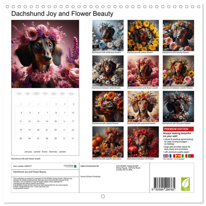 Dachshund Joy and Flower Beauty (CALVENDO Monthly Calendar 2027)