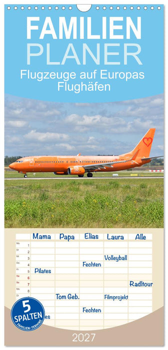 Flugzeuge auf Europas Flughäfen (CALVENDO Familienplaner 2027)