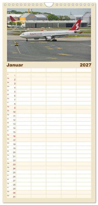 Flugzeuge auf Europas Flughäfen (CALVENDO Familienplaner 2027)