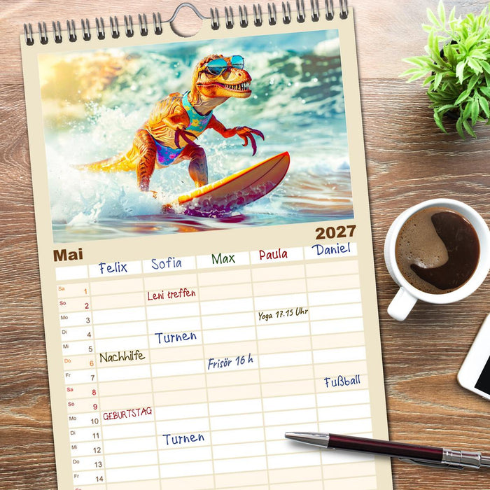 Dinosaurier Sommer - Urzeitlich witzige Strandparty (CALVENDO Familienplaner 2027)
