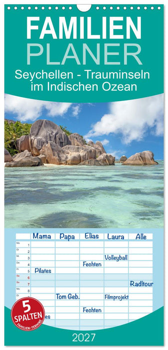 Seychellen - Trauminseln im Indischen Ozean (CALVENDO Familienplaner 2027)