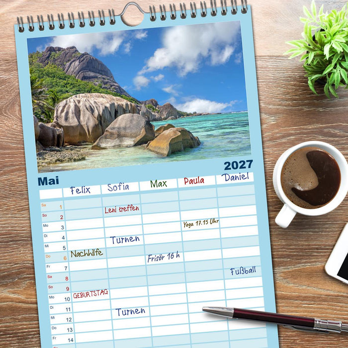 Seychellen - Trauminseln im Indischen Ozean (CALVENDO Familienplaner 2027)