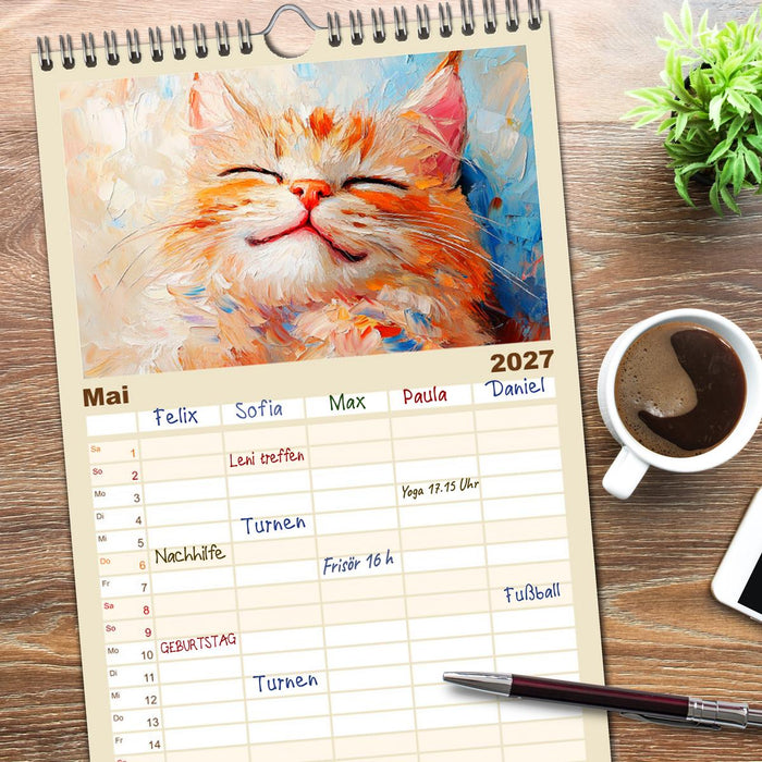 Katzengesichter im Ölgemälde-Stil. Liebliche Portraits fürs Herz (CALVENDO Familienplaner 2027)