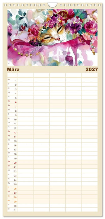 Katzensymphonie in Aquarell (CALVENDO Familienplaner 2027)