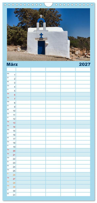 Die Insel Naxos - Ein Traum in blau und weiß (CALVENDO Familienplaner 2027)